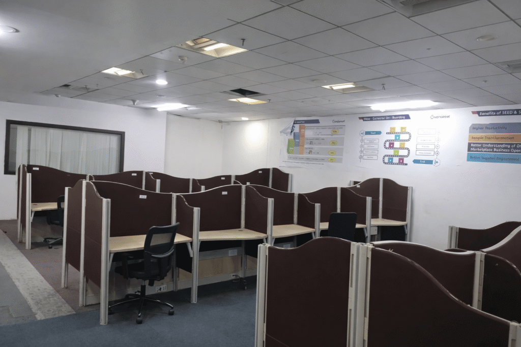 Corporate cubicle workspace at Elite Co-Working Indore